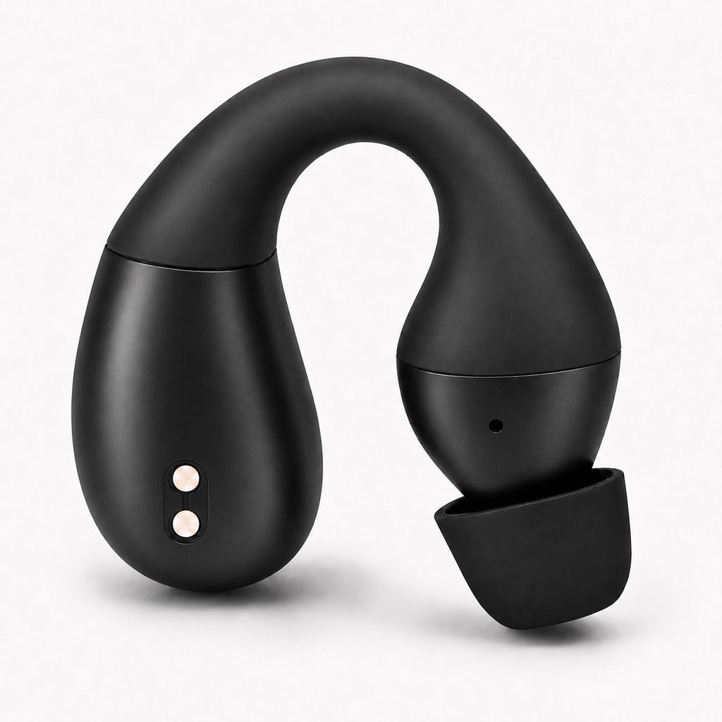 NovaClip three-quarter view — clip-on design in matte black